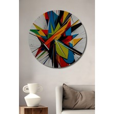 Teona Ahşap Dinamik Renk Patlaması Soyut Sanat Ahşap Dekoratif Tablo Yuvarlak Duvar Tablosu