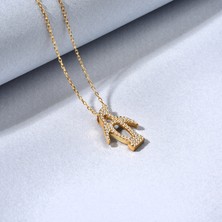 Nox Jewelry 14 Ayar Mikron Altın Kaplama Taşlı Penguen Figürlü Gümüş Kolye - CNS00676