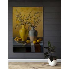 Teona Ahşap Canlı Limonlar ve Bahar Çiçekleri Yağlı Boya Görünümlü Dekoratif Ahşap Ev,antre,salon,ofis Tablo