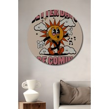 Teona Ahşap Güneşli Günler Geliyor Retro Sanat Ahşap Dekoratif Tablo Yuvarlak Duvar Tablosu