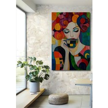 Teona Ahşap Ruhani Kahve Keyfi Yağlı Boya Görünümlü Dekoratif Ahşap Ev,antre,salon,ofis,mutfak,yatak Odası Tablo