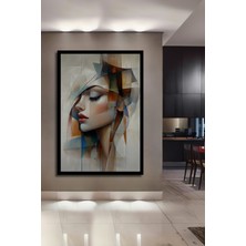 Teona Ahşap Gızemlı Kadın Portresi Yağlı Boya Görünümlü Modern Sanat Ahşap Dekoratif Ev,antre,salon,ofis Tablo