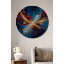 Teona Ahşap Patlayan Renkler Enerjisi Yağlı Boya Görünümlü Ahşap Dekoratif Tablo Yuvarlak Duvar Tablosu