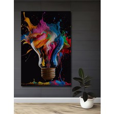 Teona Ahşap Ampul Içinden Fışkıran Renk Cümbüşü Yağlı Boya Görünümlü Dekoratif Ahşap Ev,antre,salon,ofis Tablo