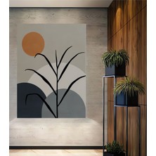 Teona Ahşap Minimalist Güneş ve Dal Soyut Sanat Yağlı Boya Görünümlü Ahşap Dekoratif Ev,antre,salon,ofis Tablo