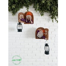 Fenerli Dekoratif Cüce Figürlü Dede ve Nine 2li Set Duvar ve Kapı Lambası–led Işıklı (Renk Seçeneği)