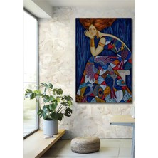 Teona Ahşap Kuş Desenli Kadın Yağlı Boya Görünümlü Ahşap Dekoratif Ev,antre,salon,ofis,mutfak,yatak Odası Tablo
