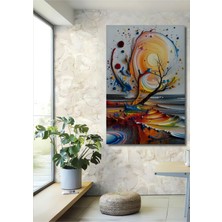 Teona Ahşap Gökkuşağı Dalgaları Yağlı Boya Görünümlü Modern Sanat Ahşap Dekoratif Ev,antre,salon,ofis Tablo