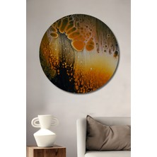 Teona Ahşap Altın Hücre Yapısı Yağlı Boya Görünümlü Dekoratif Ahşap Tablo Yuvarlak Duvar Tablosu