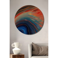 Teona Ahşap Soyut Akışkan Sanat Yağlı Boya Görünümlü Ahşap Dekoratif Tablo Yuvarlak Duvar Tablosu