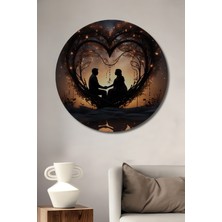 Teona Ahşap Büyülü Kalp Ağacı Aşk Tablosu Yuvarlak Duvar Tablosu