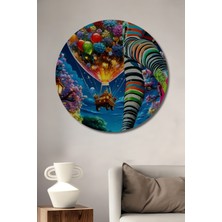 Teona Ahşap Rüya Balonu Sırt Çantası Renkli Bacaklar Yağlı Boya Görünümlü Modern Sanat Ahşap Dekoratif Tablo Yuvarlak Duvar Tablosu