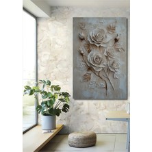 Teona Ahşap Kabartma Beyaz Gül Yağlı Boya Görünümlü Dekoratif Ahşap Ev,antre,ofis,mutfak,yatak Odası Tablo