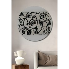 Teona Ahşap Soyut Desenli Yağlı Boya Görünümlü Dekoratif Ahşap Tablo Yuvarlak Duvar Tablosu