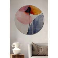 Teona Ahşap Canlı Vaha Çiçek Sanat Tablosu Yuvarlak Duvar Tablosu