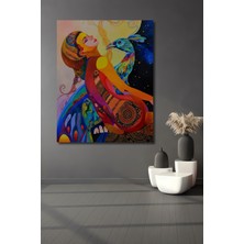 Teona Ahşap Kadim Ruh ve Renkli Tavus Kuşu Yağlı Boya Görünümlü Ahşap Dekoratif Ev,antre,salon,ofis Tablo