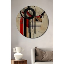 Teona Ahşap Geometrik Soyut Yağlı Boya Görünümlü Ahşap Dekoratif Tablo Yuvarlak Duvar Tablosu