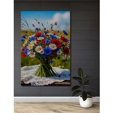 Teona Ahşap Kır Çiçekleri Buketi Sulu Boya Görünümlü Ahşap Dekoratif Ev,antre,salon,ofis,mutfak Tablo