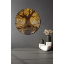 Teona Ahşap Altın Işıltılı Yaşam Ağacı Yağlı Boya Görünümlü Dekoratif Ahşap Ev,antre,salon,ofis,mutfak Tablo