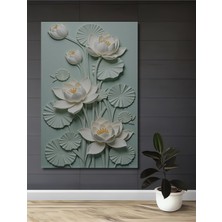 Teona Ahşap Zarif Beyaz Lotus Çiçekleri Kabartma Ahşap Dekoratif Ev,antre,salon,ofis,mutfak,yatak Odası Tablo