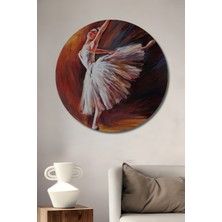 Teona Ahşap Bale Tutanı Yağlı Boya Görünümlü Ahşap Dekoratif Tablo Yuvarlak Duvar Tablosu