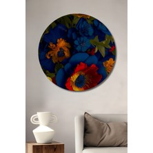 Teona Ahşap Canlı Renk Cümbüşü Yağlı Boya Görünümlü Çiçek Tablosu Ahşap Dekoratif Tablo Yuvarlak Duvar Tablosu