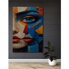 Teona Ahşap Kadın Yüzü Geometrik Baskı Ahşap Ev,antre,salon,ofis,mutfak,yatak Odası Tablo