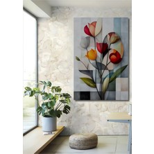 Teona Ahşap Modern Soyut Lale Yağlı Boya Görünümlü Ahşap Dekoratif Ev,antre,salon,ofis,mutfak,yatak Odası Tablo