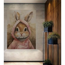 Teona Ahşap Sevimli Tavşan Sulu Boya Görünümlü Ahşap Dekoratif Ev,antre,salon,ofis,mutfak,yatak Odası Tablo