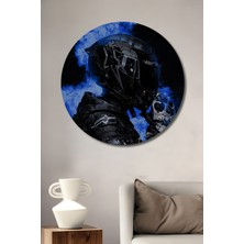 Teona Ahşap Fütüristik Savaşçı Yağlı Boya Görünümlü Dekoratif Ahşap Tablo Yuvarlak Duvar Tablosu