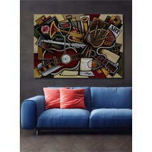 Teona Ahşap Müzik ve Sanatın Senfonisi Yağlı Boya Görünümlü Ahşap Dekoratif Ev,antre,salon,ofis,mutfak Tablo