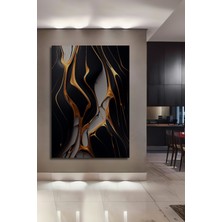 Teona Ahşap Altın Varak Efektli Soyut Akışkan Sanat Ahşap Dekoratif Ev,antre,salon,ofis,mutfak,yatak Odası Tablo