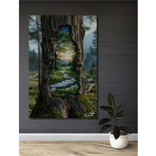 Teona Ahşap Gızemlı Orman Kapısı Sulu Boya Görünümlü Ahşap Dekoratif Ev,antre,salon,ofis,mutfak Tablo