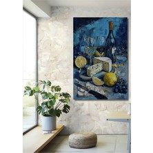 Teona Ahşap Lezzetli Şarap Peynir ve Meyve Tabağı Yağlı Boya Görünümlü Ahşap Dekoratif Ev,antre,salon Tablo