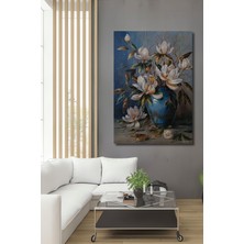 Teona Ahşap Büyük Beyaz Manolya Çiçekleri Yağlı Boya Görünümlü Dekoratif Ahşap Ev,antre,salon,ofis,mutfak Tablo