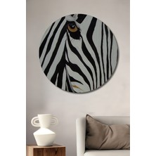 Teona Ahşap Etkileyici Zebra Gözü Yağlı Boya Görünümlü Ahşap Dekoratif Tablo Yuvarlak Duvar Tablosu