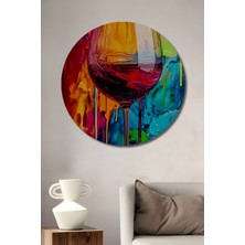 Teona Ahşap Kadehinde Canlanan Renk Cümbüşü Yağlı Boya Görünümlü Dekoratif Ahşap Tablo Yuvarlak Duvar Tablosu