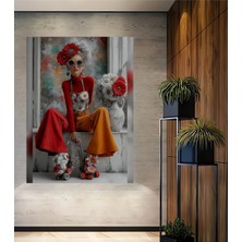 Teona Ahşap Bohem Tarz Çiçek Desenli Kadın Yağlı Boya Görünümlü Ahşap Dekoratif Ev,antre,salon,ofis,mutfak Tablo