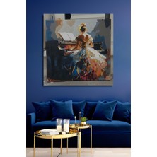 Teona Ahşap Piyanist Kadın Yağlı Boya Görünümlü Ahşap Dekoratif Ev,antre,salon,ofis,mutfak,yatak Odası Tablo