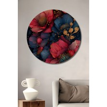 Teona Ahşap Büyülü Çiçek Bahçesi Sulu Boya Görünümlü Ahşap Dekoratif Tablo Yuvarlak Duvar Tablosu