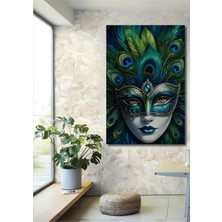 Teona Ahşap Gızemlı Tavus Kuşu Maskesi Yağlı Boya Görünümlü Ahşap Dekoratif Ev,antre,salon,ofis,mutfak Tablo