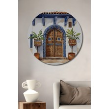 Teona Ahşap Büyülü Medina Kapısı Sulu Boya Görünümlü Dekoratif Ahşap Tablo Yuvarlak Duvar Tablosu