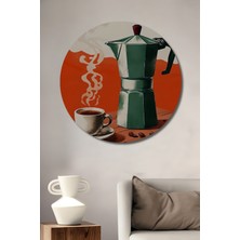 Teona Ahşap Rüya Gibi Kahve Keyfi Yağlı Boya Görünümlü Ahşap Dekoratif Tablo Yuvarlak Duvar Tablosu