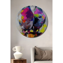 Teona Ahşap Modern Sanat Güvercinler Yağlı Boya Görünümlü Dekoratif Ahşap Tablo Yuvarlak Duvar Tablosu