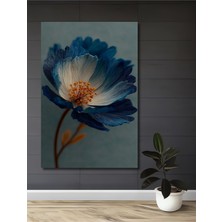 Teona Ahşap Mavi Kadife Yapraklı Muhteşem Çiçek Yağlı Boya Görünümlü Dekoratif Ahşap Ev,antre,salon,ofis Tablo