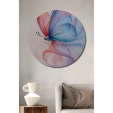 Teona Ahşap Uçuşan Kelebeklerin Büyülü Dansı Yağlı Boya Görünümlü Dekoratif Ahşap Tablo Yuvarlak Duvar Tablosu