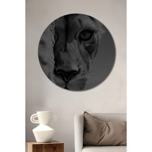 Teona Ahşap Gızemlı Çita Bakışı Kara Kalem Görünümlü Ahşap Dekoratif Tablo Yuvarlak Duvar Tablosu