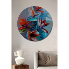 Teona Ahşap Canlı Yapraklar Yağlı Boya Görünümlü Modern Sanat Ahşap Dekoratif Tablo Yuvarlak Duvar Tablosu