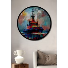 Teona Ahşap Canlı Renkler Modern Sanat Kaptanı Ahşap Dekoratif Tablo Yuvarlak Duvar Tablosu