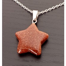 Solidbakkal Doğal Taş Kahverengi Yıldız Taşı Yıldız Şeklinde Kolye